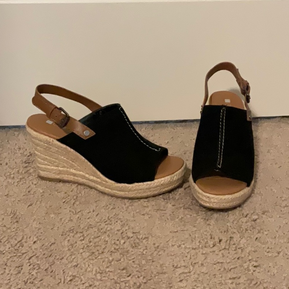 Black Wedge Sandals